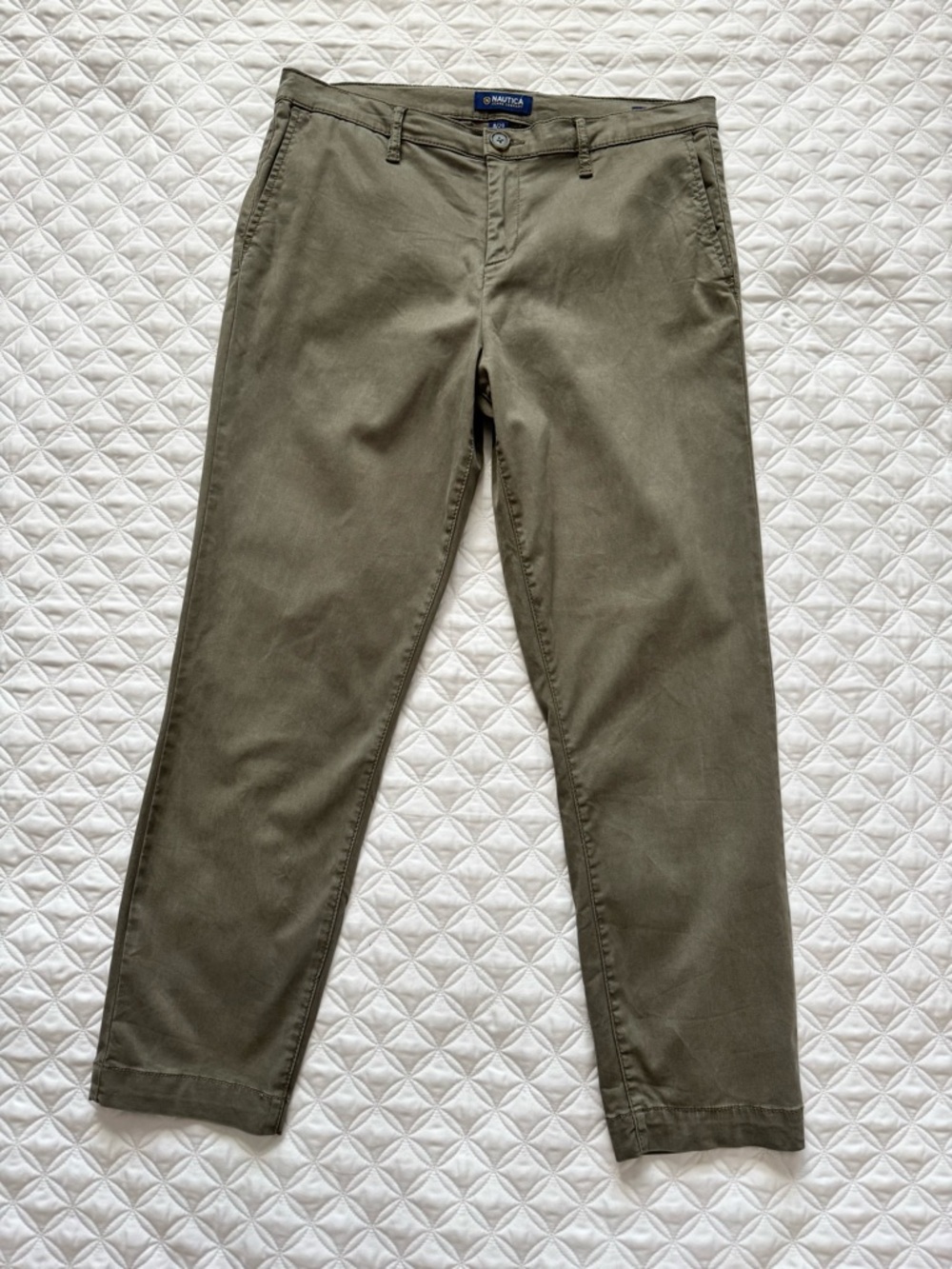 Nautica Olive Green Tencel Ankle Cropped Chino Trouser Pants Size 8 Waist 29